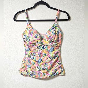 Lauren Ralph Lauren Swimsuit Womens 10 Paisley Adjustable Straps Tankini Top